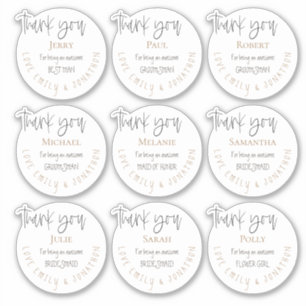 9 Individuele naam Bedankt Bericht Bruidsfeest Sticker