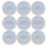 9 Individuele naam Bedankt Bridal Party Blue Sticker<br><div class="desc">Voeg een bedankje toe met een persoonlijk tintje aan uw gunsten voor uw bruidsmeisjes en groomsmen. Dit blad heeft negen stickers elk van ongeveer 2, 5" in doorsnede en u kunt elk afzonderlijk personaliseren met de naam van uw ontvanger en de rol die ze hadden op uw bruiloft. De gebogen...</div>