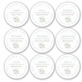 9 Individuele naam Dank u bruids bloemen klein Sticker