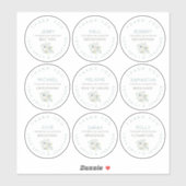 9 Individuele naam Dank u bruids bloemen klein Sticker (Vel)