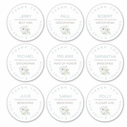 9 Individuele naam Dank u bruids Floral Large Sticker (Voorkant)