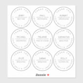 9 Individuele naam Dank u Witte Bridal Partij Sticker (Vel)