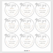 9 individuele namen dank u bericht bruiloft wit sticker (Vel)