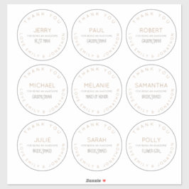 9 individuele namen dank u bruids partij groot sticker