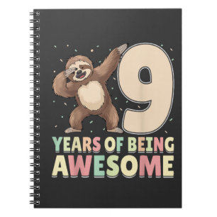 9 Jaar Awesome Dabbing Luiaard 9de Verjaardag Notitieboek