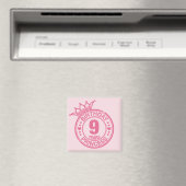 9 jaar - Birthday Princess - roze Magneet (Insitu (Vaatwasser))