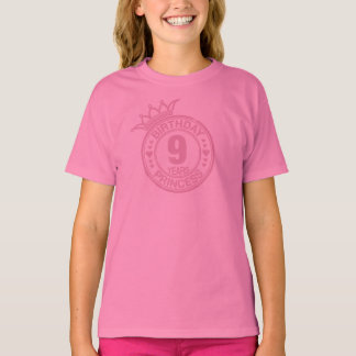 9 jaar - Birthday Princess - roze T-shirt
