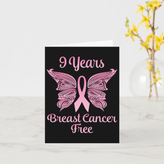9 jaar Borstkankervrije overlevende krijger vecht Kaart (Gele Bloem)