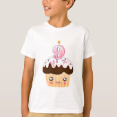 9 jaar Cupcake T - Roze T-shirt (Voorkant)