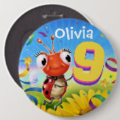 9 jaar Custom verjaardag badge Little Ladybug rang Ronde Button 6,0 Cm (Voorkant /achterkant)