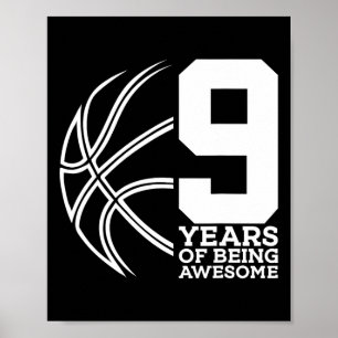 9 JAAR GEWELDIGE BASKETBAL ZIJN 9E VERJAARDAG POSTER