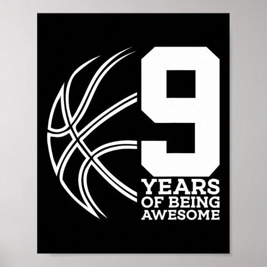 9 JAAR GEWELDIGE BASKETBAL ZIJN 9E VERJAARDAG POSTER (Voorkant)