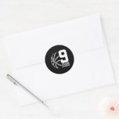 9 JAAR GEWELDIGE BASKETBAL ZIJN 9E VERJAARDAG RONDE STICKER (Envelop)