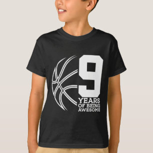 9 JAAR GEWELDIGE BASKETBAL ZIJN 9E VERJAARDAG T-SHIRT