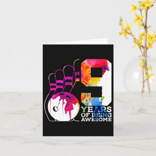 9 jaar Geweldige bowling 9e verjaardag Kaart (Gele Bloem)