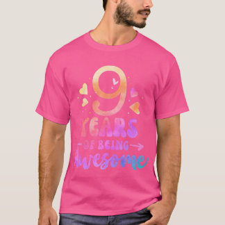 9 jaar Geweldige ie Dye Hearts 9th Birthda T-shirt