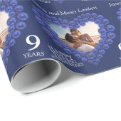 9 jaar hartfoto Lapis Lazuli diep blauw Cadeaupapier (Rol Hoek)