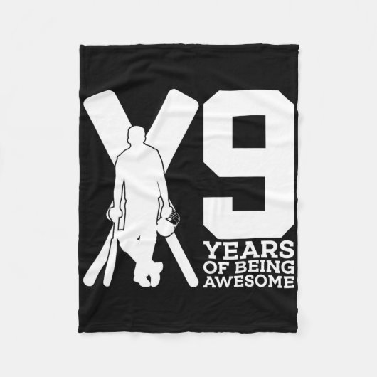 9 jaar lang geweldig cricket 9e verjaardag fleece deken (Voorkant)