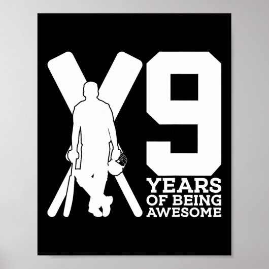 9 jaar lang geweldig cricket 9e verjaardag poster (Voorkant)