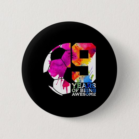 9 jaar lang geweldig voetbal 9e verjaardag _2 ronde button 5,7 cm (Voorkant)
