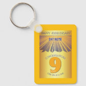 9 Jaar Nuchter Jubileum | Gouden Straal 12 Stappen Sleutelhanger (Voorkant)