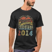 9 Jaar Oud Augustus 2014 Retro 9e Verjaardag T-shirt (Voorkant)