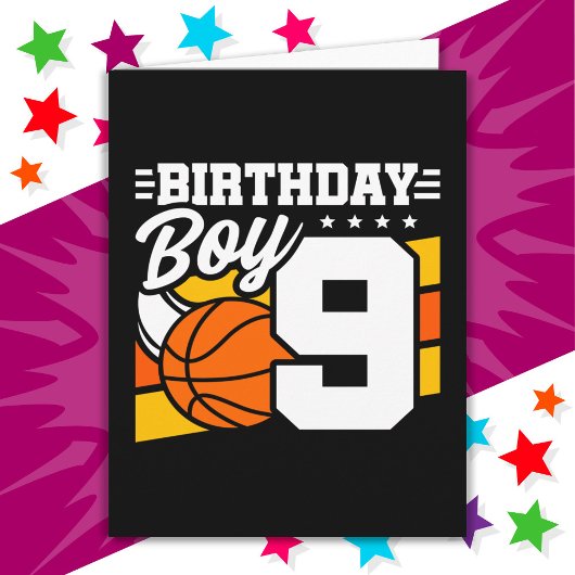 9 Jaar Oud Basketbal Party Thema 9e Verjaardag Jon Kaart