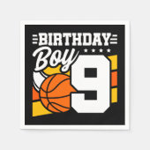 9 Jaar Oud Basketbal Party Thema 9e Verjaardag Jon Servet (Voorkant)