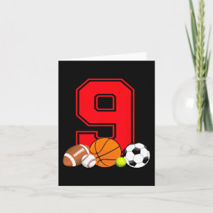 9 Jaar Oud Basketbal Voetbal Honkbal Voetbal Bir Kaart