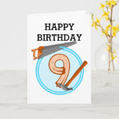 9 jaar oud bouwwerk verjaardagsontwerp kaart (Gele Bloem)