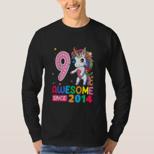 9 jaar oud cadeau Girls Tiener Flossing Unicorn 9e T-shirt