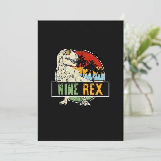 9 jaar oud Dinosaur Birthday 9th T Rex Dino 9 Saur Kaart (Staand voorkant)
