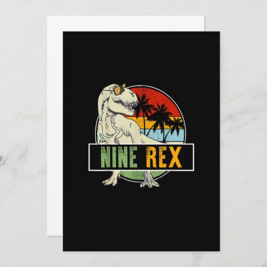 9 jaar oud Dinosaur Birthday 9th T Rex Dino 9 Saur Kaart (Voorkant / Achterkant)