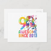 9 Jaar Oud Geweldig Sinds 2013 Dabbing Eenhoorn Briefkaart (Voorkant / Achterkant)