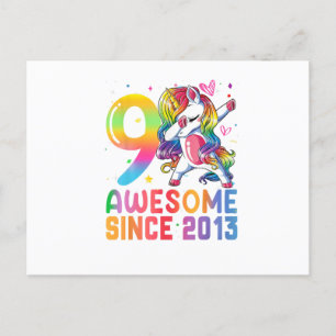 9 jaar oud Geweldige sinds 2013 Dabbing Unicorn Briefkaart