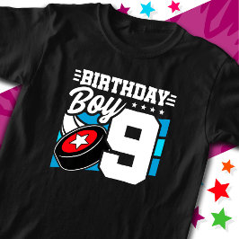 9 Jaar Oud Hockey Party Thema 9e Verjaardag Jongen T-shirt