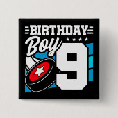 9 Jaar Oud Hockey Party Thema 9e Verjaardag Jongen Vierkante Button 5,1 Cm (Voorkant)