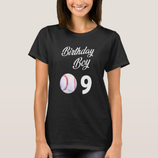 9 Jaar Oud Honkbal Verjaardagsfeestjes Jongens Kin T-shirt