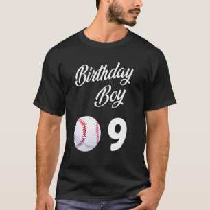 9 Jaar Oud Honkbal Verjaardagsfeestjes Jongens Kin T-shirt