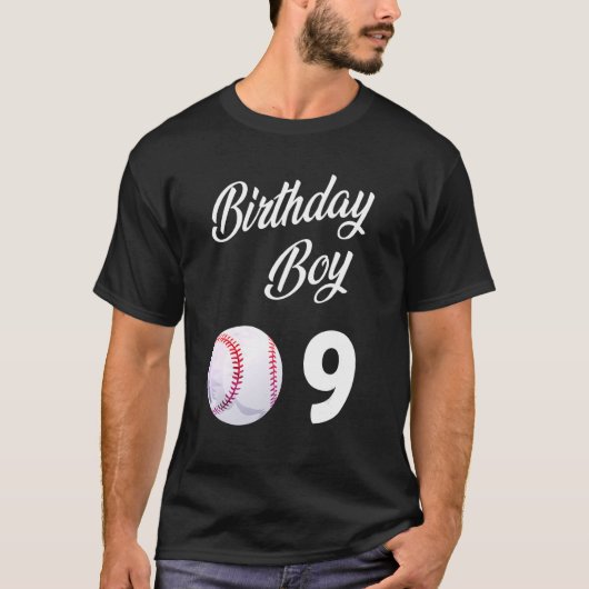 9 Jaar Oud Honkbal Verjaardagsfeestjes Jongens Kin T-shirt (Voorkant)