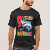 9 Jaar Oud Jongens Kinder Jawsome Shark 9e Negen J T-shirt (Voorkant)