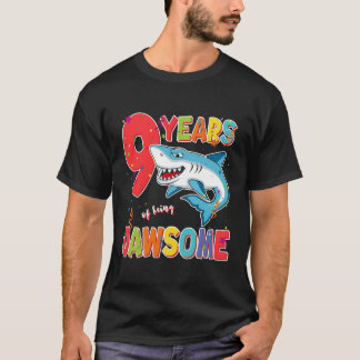 9 Jaar Oud Jongens Kinder Jawsome Shark 9e Negen J T-shirt