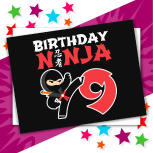 9 Jaar Oud Karate Ninja Party Kinder 9e Verjaardag Briefkaart