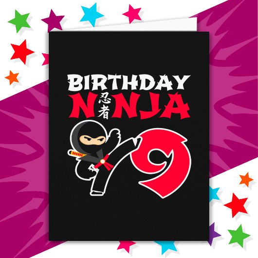 9 Jaar Oud Karate Ninja Party Kinder 9e Verjaardag Kaart