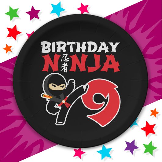 9 Jaar Oud Karate Ninja Party Kinder 9e Verjaardag Papieren Bordje