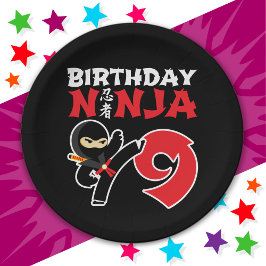 9 Jaar Oud Karate Ninja Party Kinder 9e Verjaardag Papieren Bordje