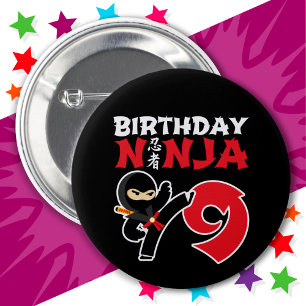 9 Jaar Oud Karate Ninja Party Kinder 9e Verjaardag Ronde Button 5,7 Cm