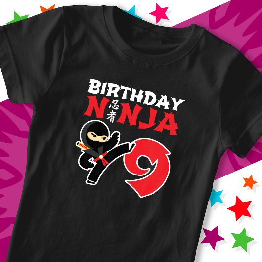 9 Jaar Oud Karate Ninja Party Kinder 9e Verjaardag T-shirt