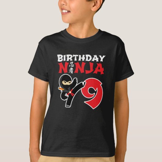 9 Jaar Oud Karate Ninja Party Kinder 9e Verjaardag T-shirt (Voorkant)
