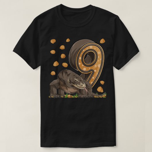 9 Jaar Oud Komodo draak Reptiel 9e Verjaardag Deel T-shirt (Design voorkant)